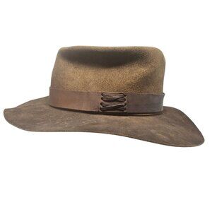 Vintage Winfield Cover Company Brown Suede Hat With Leather Band